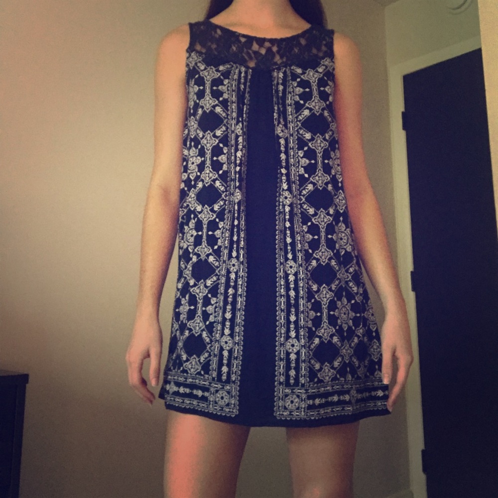 Navy blue patterned dress